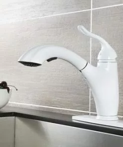 Tuscany® Brooksville™ One-Handle Pull-Out White Kitchen Faucet - Sleek Design & Durable Finish 11 Tuscany® Brooksville™ One-Handle Pull-Out White Kitchen Faucet - Sleek Design & Durable Finish -Tuscany Shop 6736049 Scene 03