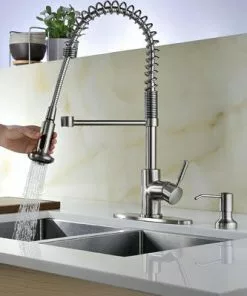 Tuscany® Volk™ One-Handle Pull-Down Coil Stainless Steel Kitchen Faucet - Modern Design, Durable & Easy to Install 5 Tuscany® Volk™ One-Handle Pull-Down Coil Stainless Steel Kitchen Faucet - Modern Design, Durable & Easy to Install -Tuscany Shop 6736050 Application 01