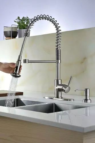 Tuscany® Volk™ One-Handle Pull-Down Coil Stainless Steel Kitchen Faucet - Modern Design, Durable & Easy to Install 3 Tuscany® Volk™ One-Handle Pull-Down Coil Stainless Steel Kitchen Faucet - Modern Design, Durable & Easy to Install - Image 3