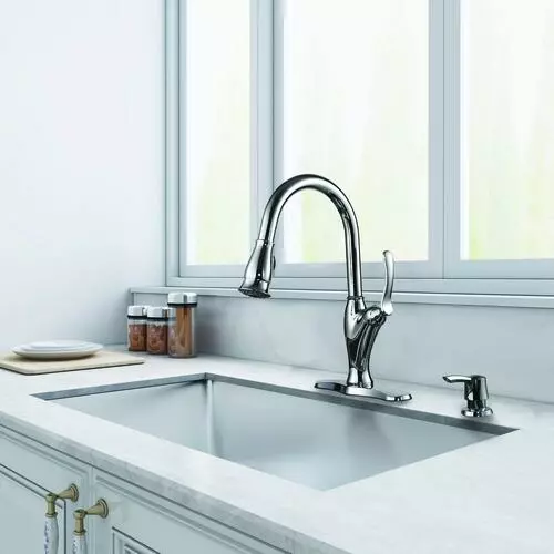 Tuscany® Jensen™ One-Handle Pull-Down Polished Chrome Kitchen Faucet - Modern & Durable 5 Tuscany® Jensen™ One-Handle Pull-Down Polished Chrome Kitchen Faucet - Modern & Durable - Image 5