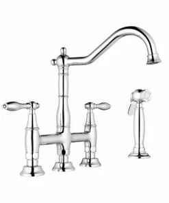 Tuscany® Jamesina™ Two-Handle Polished Chrome Bridge Kitchen Faucet - Elegant & Durable Design