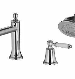 Tuscany® Winterset Two-Handle Polished Chrome Roman Bathtub Faucet with Handheld Shower -Tuscany Shop 6736195 RS 45