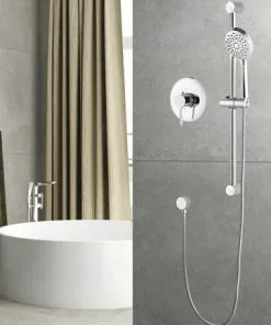 Tuscany® Forden One-Handle 3-Spray Polished Chrome Shower Faucet with Slide Bar & Handheld Shower - Modern Bathroom Upgrade 16 Tuscany® Forden One-Handle 3-Spray Polished Chrome Shower Faucet with Slide Bar & Handheld Shower - Modern Bathroom Upgrade -Tuscany Shop 6736197 SC RS