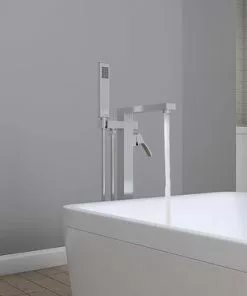 Tuscany® Morey Polished Chrome Freestanding Bathtub Faucet with Handheld Shower - Floor Mount -Tuscany Shop 6736243 SC 1