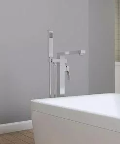 Tuscany® Morey Polished Chrome Freestanding Bathtub Faucet with Handheld Shower - Floor Mount -Tuscany Shop 6736243 SC LS 45