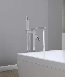 Tuscany® Morey Polished Chrome Freestanding Bathtub Faucet with Handheld Shower - Floor Mount -Tuscany Shop 6736243 IU LS 45