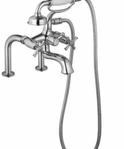 Tuscany® Victoria Polished Chrome Freestanding Bathtub Faucet with Handheld Shower - Deck/Wall Mount
