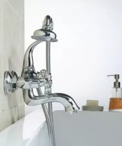 Tuscany® Victoria Polished Chrome Freestanding Bathtub Faucet with Handheld Shower - Deck/Wall Mount -Tuscany Shop 6736249 SC LS V2