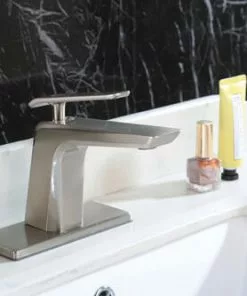 Tuscany® Onaka Brushed Nickel One-Handle 4" Centerset Bathroom Faucet -Tuscany Shop 6736253 DP SC LS 45