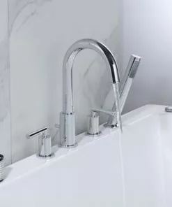 Tuscany® Forden Two-Handle 1-Spray Polished Chrome Roman Bathtub Faucet with Handheld Shower -Tuscany Shop 6736275 IU LS 45