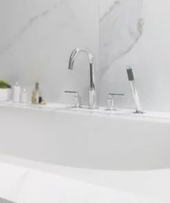 Tuscany® Forden Two-Handle 1-Spray Polished Chrome Roman Bathtub Faucet with Handheld Shower -Tuscany Shop 6736275 Scene 3