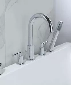 Tuscany® Forden Two-Handle 1-Spray Polished Chrome Roman Bathtub Faucet with Handheld Shower -Tuscany Shop 6736275 SC LS 45