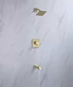 Tuscany® Abbeville One-Handle 1-Spray Matte Gold Bathtub Shower Faucet – Elegant and Durable Design -Tuscany Shop 6736303 IU LS 45 V2