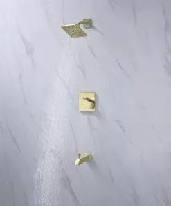 Tuscany® Abbeville One-Handle 1-Spray Matte Gold Bathtub Shower Faucet – Elegant and Durable Design -Tuscany Shop 6736303 IU RS 45