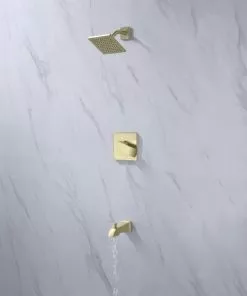 Tuscany® Abbeville One-Handle 1-Spray Matte Gold Bathtub Shower Faucet – Elegant and Durable Design -Tuscany Shop 6736303 IU RS 45 V2