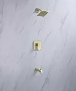 Tuscany® Abbeville One-Handle 1-Spray Matte Gold Bathtub Shower Faucet – Elegant and Durable Design -Tuscany Shop 6736303 SC LS 45