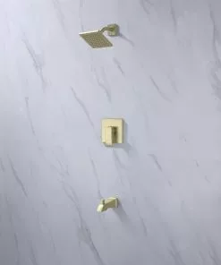 Tuscany® Abbeville One-Handle 1-Spray Matte Gold Bathtub Shower Faucet – Elegant and Durable Design -Tuscany Shop 6736303 SC RS 45