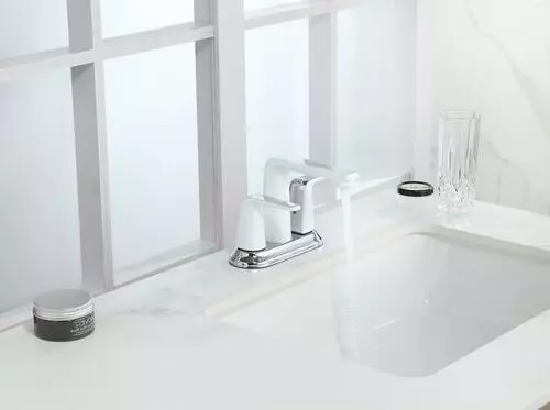 Tuscany Navassa Two-Handle 4" Centerset Bathroom Faucet - Polished Chrome & White 2 Tuscany Navassa Two-Handle 4" Centerset Bathroom Faucet - Polished Chrome & White - Image 2