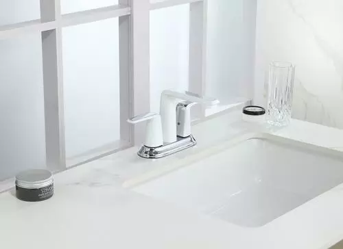 Tuscany Navassa Two-Handle 4" Centerset Bathroom Faucet - Polished Chrome & White 4 Tuscany Navassa Two-Handle 4" Centerset Bathroom Faucet - Polished Chrome & White - Image 4