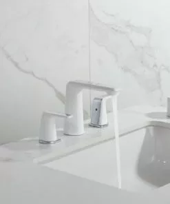 Tuscany® Navassa 8" Widespread Bathroom Faucet - Polished Chrome with White Handles -Tuscany Shop 6736313 IU LS 45