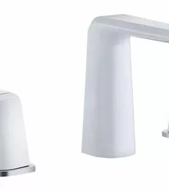 Tuscany® Navassa 8" Widespread Bathroom Faucet - Polished Chrome with White Handles