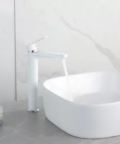 Tuscany® Navassa One-Handle Polished Chrome And White Vessel Bathroom Faucet - Modern Design, Easy Installation -Tuscany Shop 6736314 IU LS 45