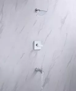 Tuscany® Navassa One-Handle 1-Spray Polished Chrome/White Bathtub Shower Faucet -Tuscany Shop 6736315 IU LS 45 V2