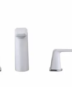 Tuscany® Navassa Polished Chrome & White Roman Bathtub Faucet with Handheld Shower -Tuscany Shop 6736316 FV