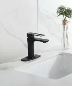Tuscany® Gatineau One-Handle 4" Centerset Matte Black Bathroom Faucet - Modern Design, Durable Finish -Tuscany Shop 6736319 DP SC LS 45