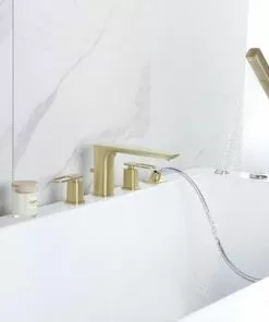 Tuscany® Gatineau Two-Handle 1-Spray Matte Gold Roman Bathtub Faucet With Handheld Shower -Tuscany Shop 6736353 IU SS LS