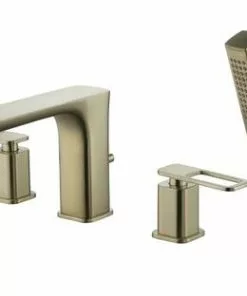 Tuscany® Gatineau Two-Handle 1-Spray Matte Gold Roman Bathtub Faucet With Handheld Shower -Tuscany Shop 6736353 RS 45