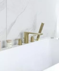 Tuscany® Gatineau Two-Handle 1-Spray Matte Gold Roman Bathtub Faucet With Handheld Shower -Tuscany Shop 6736353 SC LS 45
