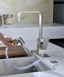 Tuscany® Ginkgo™ One-Handle Stainless Steel Kitchen Faucet - High Arc, Durable Design -Tuscany Shop 6737041 Application 02