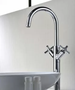 Tuscany® Victoria Two-Handle Polished Chrome Vessel Bathroom Faucet | Modern Elegance -Tuscany Shop 6737065 Scene 01