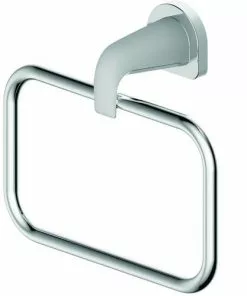 Tuscany® Navassa Polished Chrome And White Wall-Mount Towel Ring - Elegant Bathroom Hardware