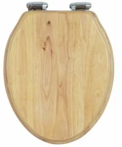 Tuscany® Elongated Natural Oak Wood Slow-Close Toilet Seat – Durable Bathroom Upgrade