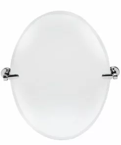 Tuscany® 21"W X 24"H Chrome Bevel Oval Pivoting Frameless Mirror – Elegant Home Decor