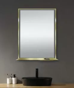 Tuscany® 24"W X 32"H Matte Gold Framed LED Mirror – Modern Elegance for Your Home -Tuscany Shop 6771707frontscene