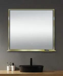 Tuscany® 36"W X 32"H Matte Gold Framed LED Mirror - Elegant Decorative Accent for Home -Tuscany Shop 6771710frontscene