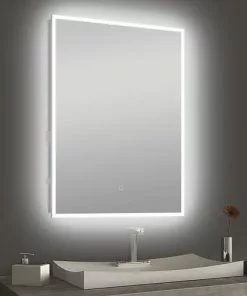 Tuscany® 24"W X 32"H Frameless LED Mirror – Modern Bathroom Vanity Mirror with Energy-Efficient Lighting -Tuscany Shop 6771718leftsceneon1