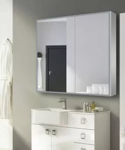 Tuscany® 36"W x 32"H LED Medicine Cabinet - Modern Bathroom Storage Solution -Tuscany Shop 6771729leftviewscenelightoff9
