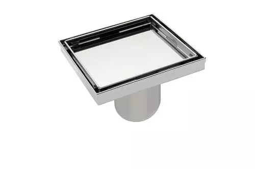 Tuscany® 4" Chrome Tile-In Designer Square Drain - Premium Plumbing Solution 1 Tuscany® 4" Chrome Tile-In Designer Square Drain - Premium Plumbing Solution