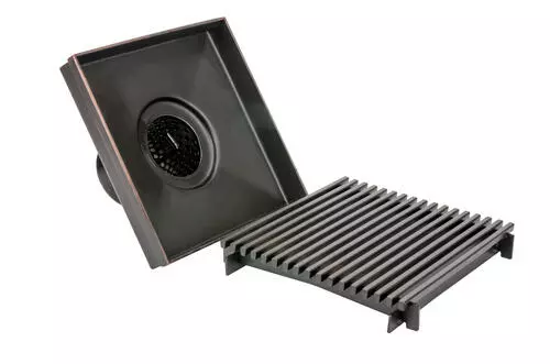 Tuscany® 4" Oil-Rubbed Bronze Heel Guard Pattern Grid Designer Square Drain - Premium Plumbing Solution 3 Tuscany® 4" Oil-Rubbed Bronze Heel Guard Pattern Grid Designer Square Drain - Premium Plumbing Solution - Image 3