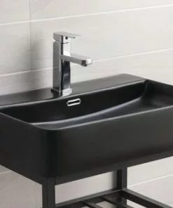 Tuscany® Thatcher 23-3/8"W X 16-5/8"D Black Rectangle Console Sink With Base | Modern Bathroom Sink 9 Tuscany® Thatcher 23-3/8"W X 16-5/8"D Black Rectangle Console Sink With Base | Modern Bathroom Sink -Tuscany Shop 6956739 P AV1