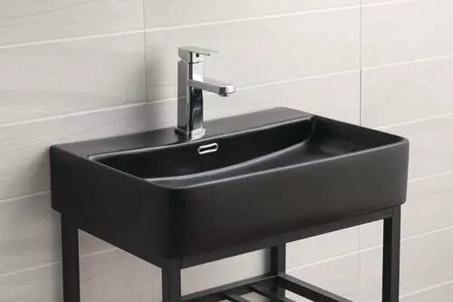 Tuscany® Thatcher 23-3/8"W X 16-5/8"D Black Rectangle Console Sink With Base | Modern Bathroom Sink 4 Tuscany® Thatcher 23-3/8"W X 16-5/8"D Black Rectangle Console Sink With Base | Modern Bathroom Sink - Image 4