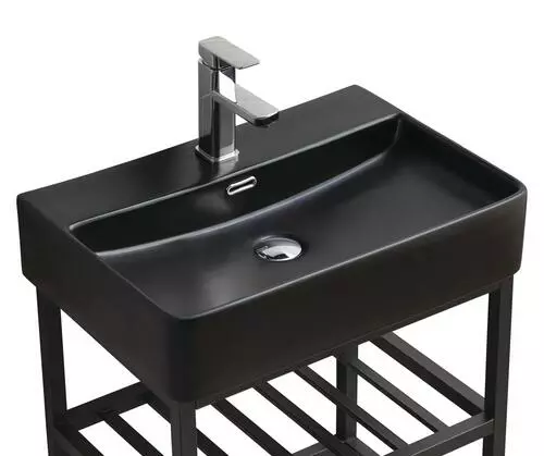 Tuscany® Thatcher 23-3/8"W X 16-5/8"D Black Rectangle Console Sink With Base | Modern Bathroom Sink 5 Tuscany® Thatcher 23-3/8"W X 16-5/8"D Black Rectangle Console Sink With Base | Modern Bathroom Sink - Image 5
