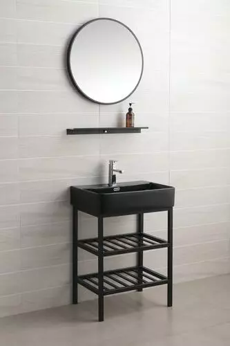 Tuscany® Thatcher 23-3/8"W X 16-5/8"D Black Rectangle Console Sink With Base | Modern Bathroom Sink 3 Tuscany® Thatcher 23-3/8"W X 16-5/8"D Black Rectangle Console Sink With Base | Modern Bathroom Sink - Image 3