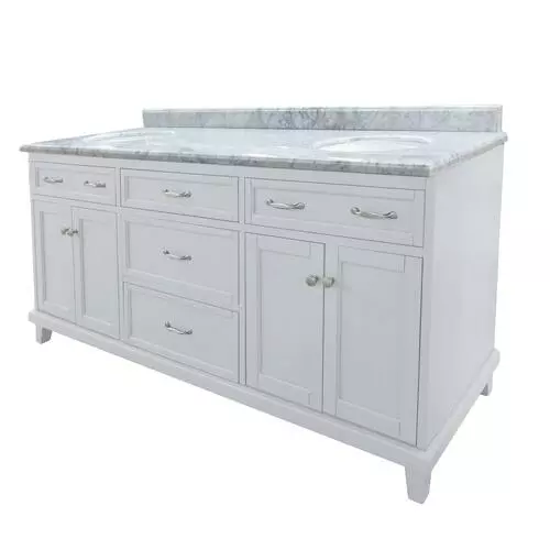 Tuscany® Addison 72"W x 22"D Gray Vanity with Carrara Marble Top and Oval Undermount Bowl 3 Tuscany® Addison 72"W x 22"D Gray Vanity with Carrara Marble Top and Oval Undermount Bowl - Image 3