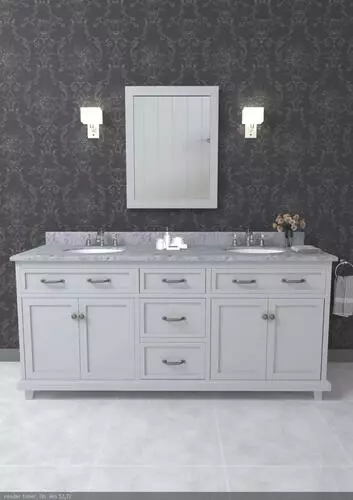 Tuscany® Addison 72"W x 22"D Gray Vanity with Carrara Marble Top and Oval Undermount Bowl 5 Tuscany® Addison 72"W x 22"D Gray Vanity with Carrara Marble Top and Oval Undermount Bowl - Image 5