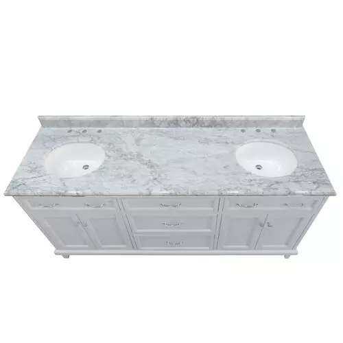 Tuscany® Addison 72"W x 22"D Gray Vanity with Carrara Marble Top and Oval Undermount Bowl 4 Tuscany® Addison 72"W x 22"D Gray Vanity with Carrara Marble Top and Oval Undermount Bowl - Image 4